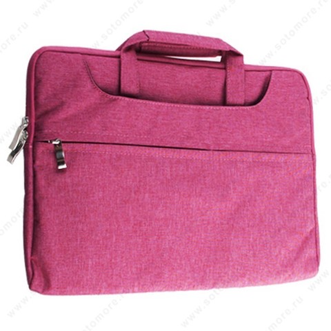 Чехол-сумка для ноутбука 13 Дюймов тканевая с ручками розовый
