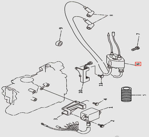 Катушка зажигания со свечным проводом для лодочного мотора T9.8 Sea-PRO