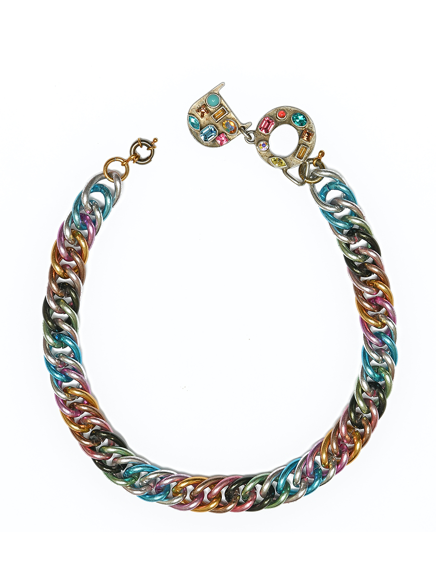 Крупная разноцветная цепь Dior с кристаллами 1990-е