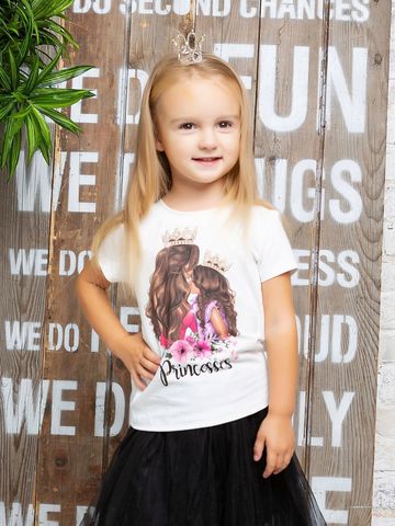 Футболка с принтом "Princesses" шатенки (Family look)