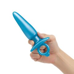 Голубая анальная пробка с кольцом Sleek Tapered Silicone Plug - 15 см. - 