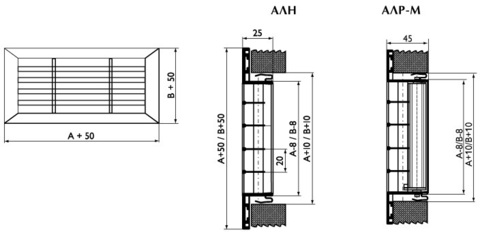 Алюминиевая однорядная решетка Арктос АЛН 150x150