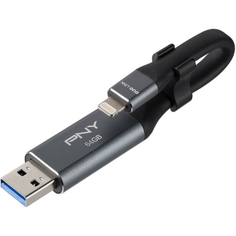 Флеш-накопитель PNY Technologies 64GB DUO LINK USB 3.0 OTG Flash Lightning to USB-A  для iPhone и iPad