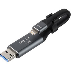 Флешка PNY Technologies 64GB DUO LINK USB 3.0 OTG Flash для iPhone и iPad
