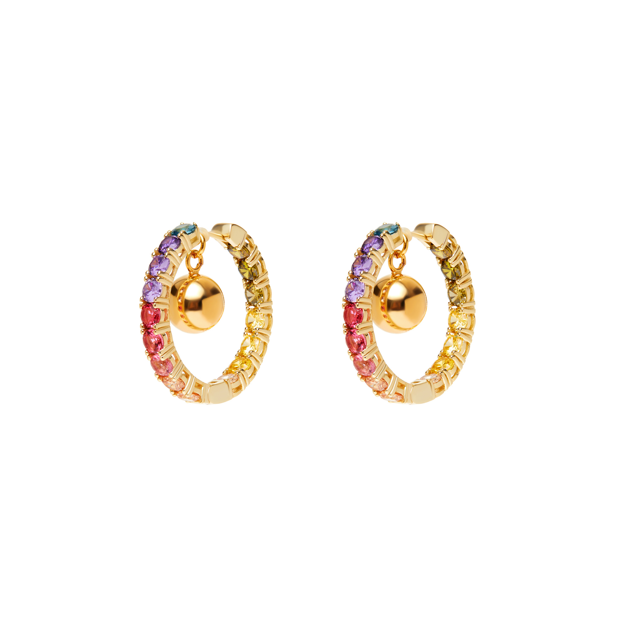 MOUNSER Серьги Gold Ball Rainbow Hoop Earrings