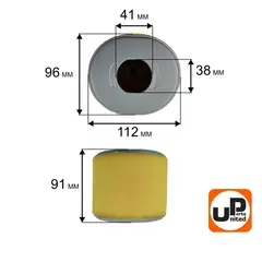 Фильтр воздушный UNITED PARTS для 188/190/192F, GX340/GX390 (овальный)