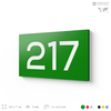 Номер на дверь 217, табличка на дверь для офиса, квартиры, кабинета, аудитории, склада, зеленая 120х70 мм, Айдентика Технолоджи