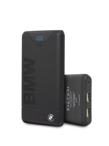 BMW / аккумулятор внешний беспроводной 10000 mAh / цифровой дисплей, 2 USB, Black