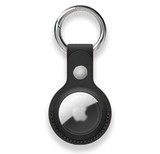Кожаный чехол - брелок подвеска с кольцом-держателем на кнопке для AirTag (Черный)