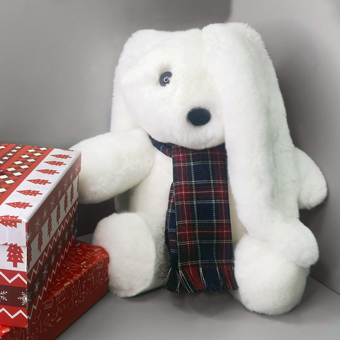 Игрушка кролик - из меха кролика | Белый