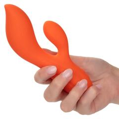Оранжевый вибратор-кролик Liquid Silicone Dual Teaser - 