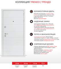 Входная дверь белая с зеркальной тонированной вставкой Лабиринт Trendo (Трендо) 32 Белый софт рельеф / Белый камень