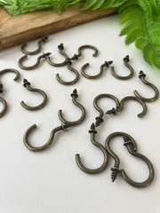 Крючок с резьбой винтовой, металлическая фурнитура, Бронзовый, 2*3,2 см, набор 20 шт.