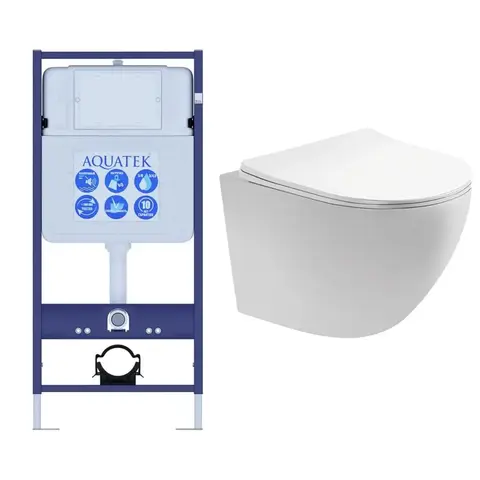 Aquatek SET Aquatek ЕВРОПА cm T SET Aquatek ЕВРОПА cm T (рама Aquatek Standard INS-0000012(без клавиши и крепежа)+унитаз ЕВРОПА AQ1900T-00 с тонким сиденьем soft-close