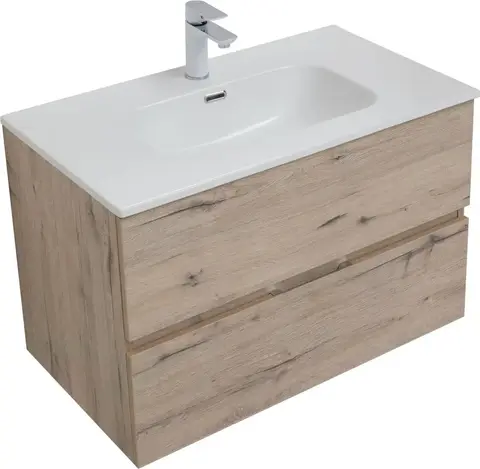 Aquanet 273989 Тумба с раковиной Алвита new 80 2 ящ. цв.дуб веллингтон белый (273989)