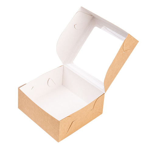 Коробка крафт с окном 12*12*5,5 см