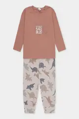 пижама  для мальчика  К 1606/кофейный мусс,цветные динозавры