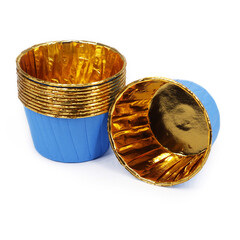 Формы бумажные «Маффин», 50х40 мм, 50 шт, с ламинацией (золотой+голубой)