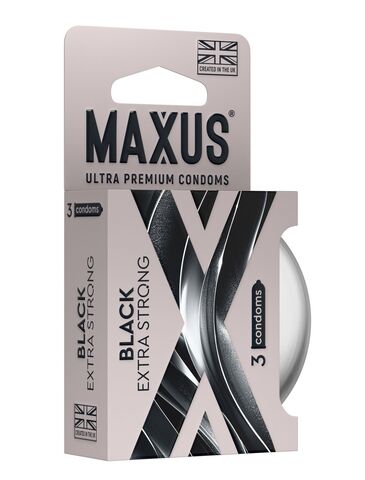 Черные утолщенные презервативы MAXUS Extra Strong с железным кейсом - 3 шт. - Maxus MAXUS Extra Strong №3