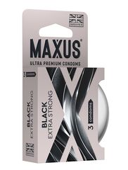Черные утолщенные презервативы MAXUS Extra Strong с железным кейсом - 3 шт. - 