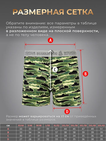 Комплект из 3-х семейных трусов - «Зелёные военные»