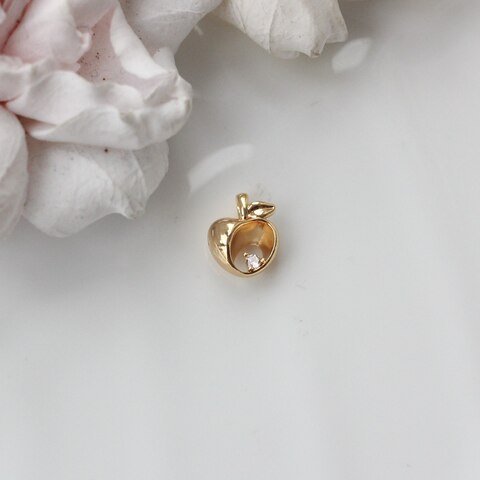 Подвеска Яблоко с фианитом 12*9 мм, позолота, П014