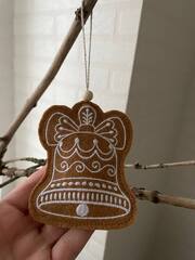 Колокольчик пряничный. Подвеска из фетра с вышивкой TSF-251122-Midi