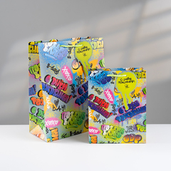 Пакет подарочный S вертикальный, С Днем Рождения! (граффити), 18*23*10 см (Д*В*Ш), 1 шт.