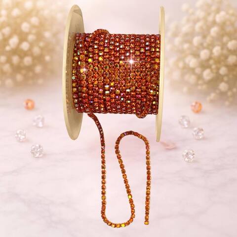 стразовая цепочка ,2мм ,цвет голограмма красный (1метр)