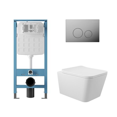 Aqueduto AQDS359T AQD комплект: TECNICA Novo Система инсталляции для подвесного унитаза, CIRCULO Панель смыва, хром, MACIO Tornado Унитаз подвесной 520*370 безободковый, Tornado, сиденье с микролифтом, белый глянцевый