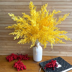 Букет весенний, мимоза, искусственная зелень, цвет Желтый, слегка пушистый, 40 см, набор 2 букета