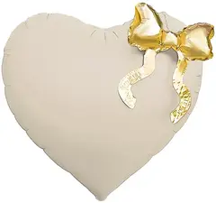 Сердце "Кремовое с золотым бантиком" 56 см