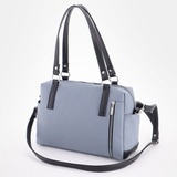 Сумка Саломея 1105 гладкий серо-голубой + черный