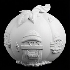 Силиконовый молд № 422 домик Тыква 2 D № 2 ( серия домики для гномов и фей)