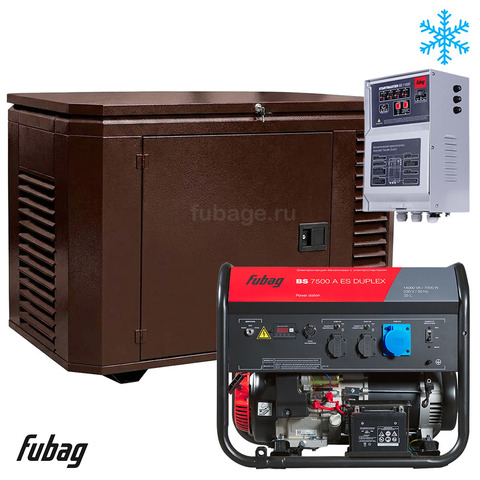 Бензиновый генератор в зимнем кожухе с блоком АВР Fubag BS 7500 A ES DUPLEX/1200SCW RAL 8019