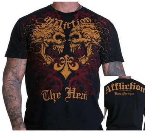 Affliction | Футболка мужская Karo Parisyan The Heat Tee Signature Series A423 перед и спина