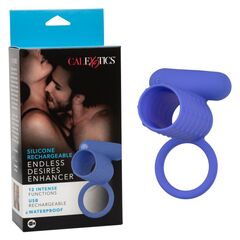 Синее эрекционное виброкольцо Silicone Rechargeable Endless Desires Enhancer - 