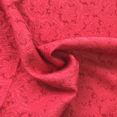 Мерный лоскут 1,0 м жаккард красный с цветами 3270