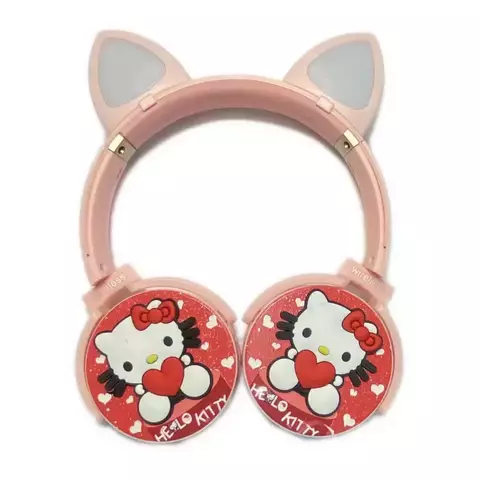 Наушники Bluetooth KR-6500 с микрофоном, AUX с подсветкой, с защитой от влаги IPX-5 (Hello Kitty)