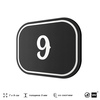 Номерок на дверь квартиры 9, для кабинета, офиса, шильдик 9 х 7 см, черный, Айдентика Технолоджи