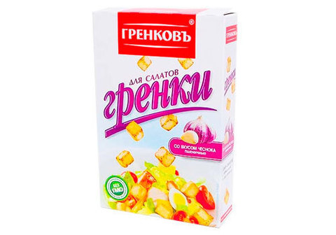 Гренки для салатов с чесноком "Гренковъ", 90г