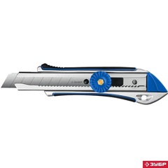 ЗУБР Титан-В, 18 мм, металлический обрезиненный нож с винтовым фиксатором, Профессионал (09178)