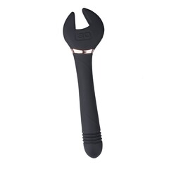 Черный двусторонний вибратор Key Control Massager Wand в форме гаечного ключа - 