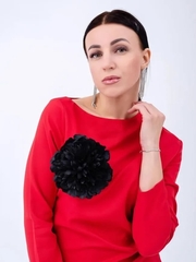 Брошь женская из фоамирана/Цветок на одежду/Заколка для волос/цвет черный, диаметр 15см