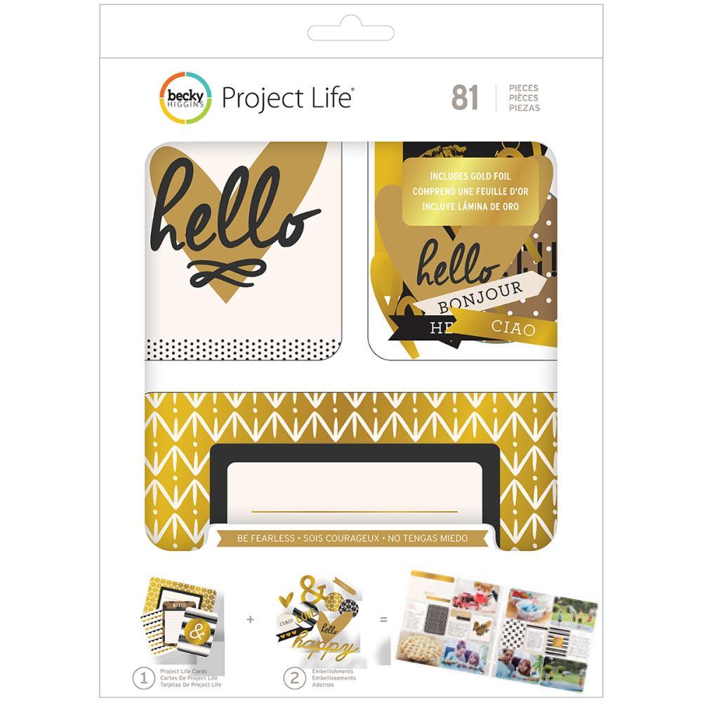 Kit набор карточек и украшений- Project Life Value Kit- Be Fearless W/Gold Foil Treatments- 81шт