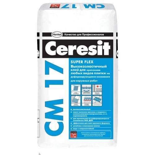 Купить Клей Ceresit СМ17 высокоэластичный для керамической плитки, 25 .