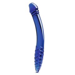 Синий двусторонний стеклянный стимулятор 11’’ Double-sided Glass Dildo For G-Spot P-Spot Stimulation - 28 см. - 