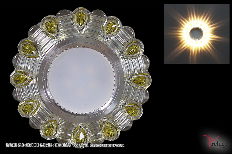 Светильник точечный встраиваемый 14301-9.0-001LD MR16+LED3W WT/YL Желтый по кругу Теплое свечение