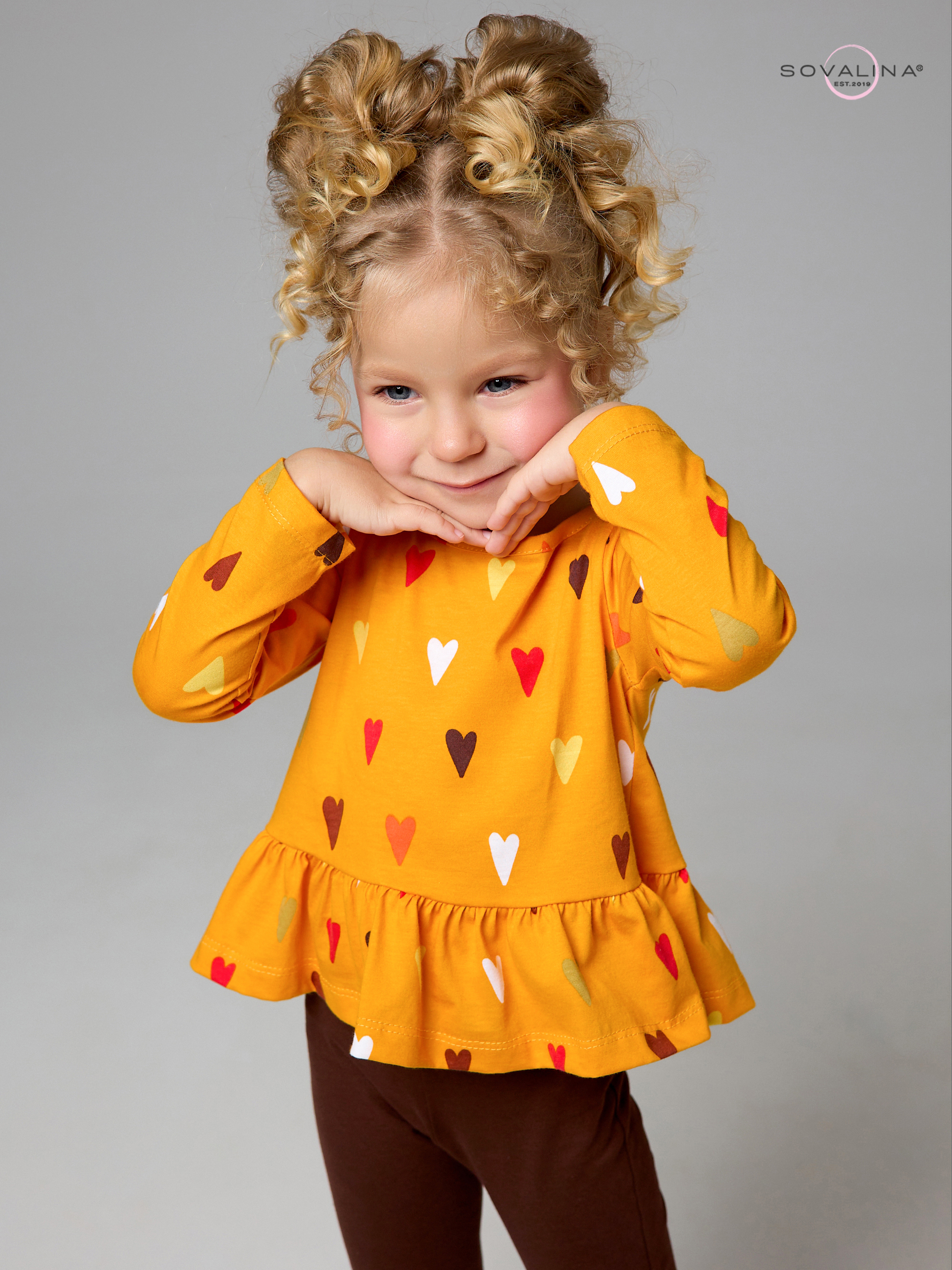 Костюм Алиса SG сердца на горчице-шоколад