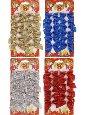 Новогоднее украшение. Набор ёлочных бантов, 12 шт 